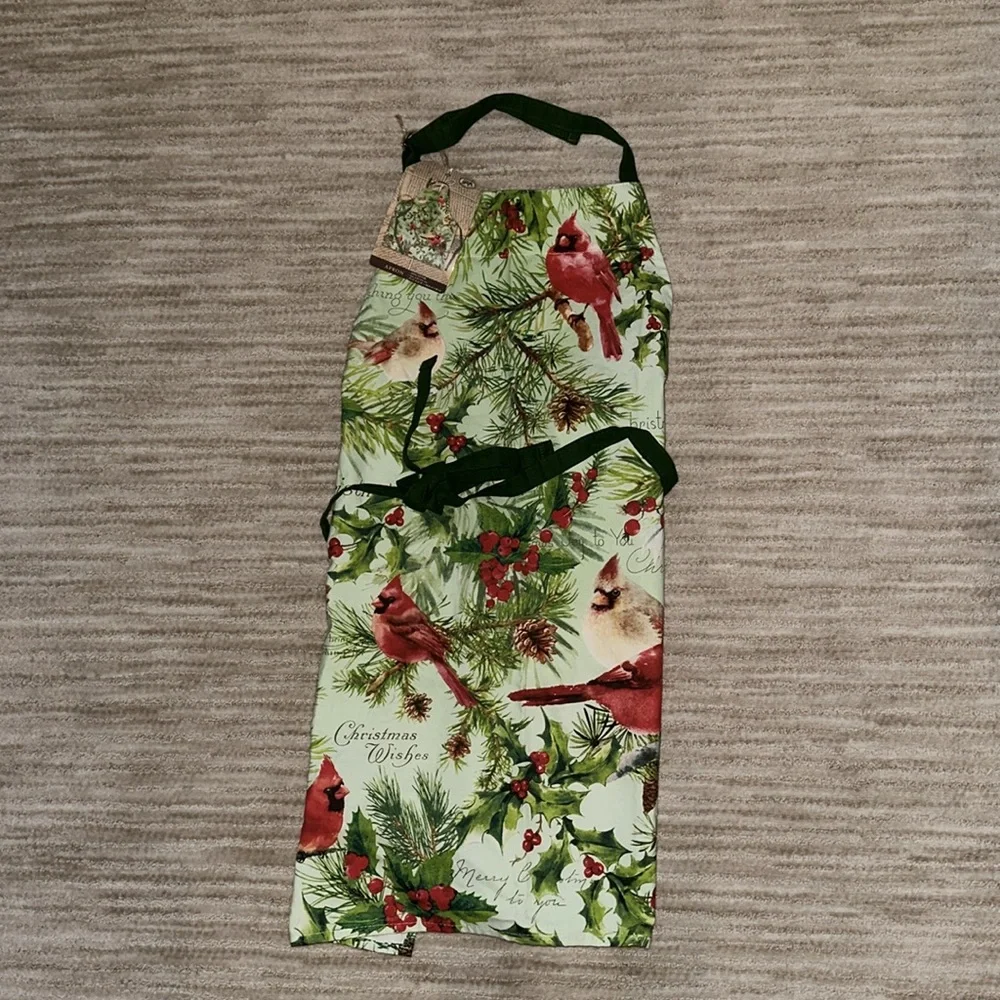 NWT Michel Design Works APR293 Adjustable Cotton Chef Apron, Christmas Print